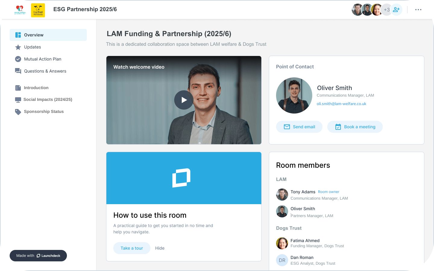 Interact with NGO donors & partners with Launchdeck Rooms