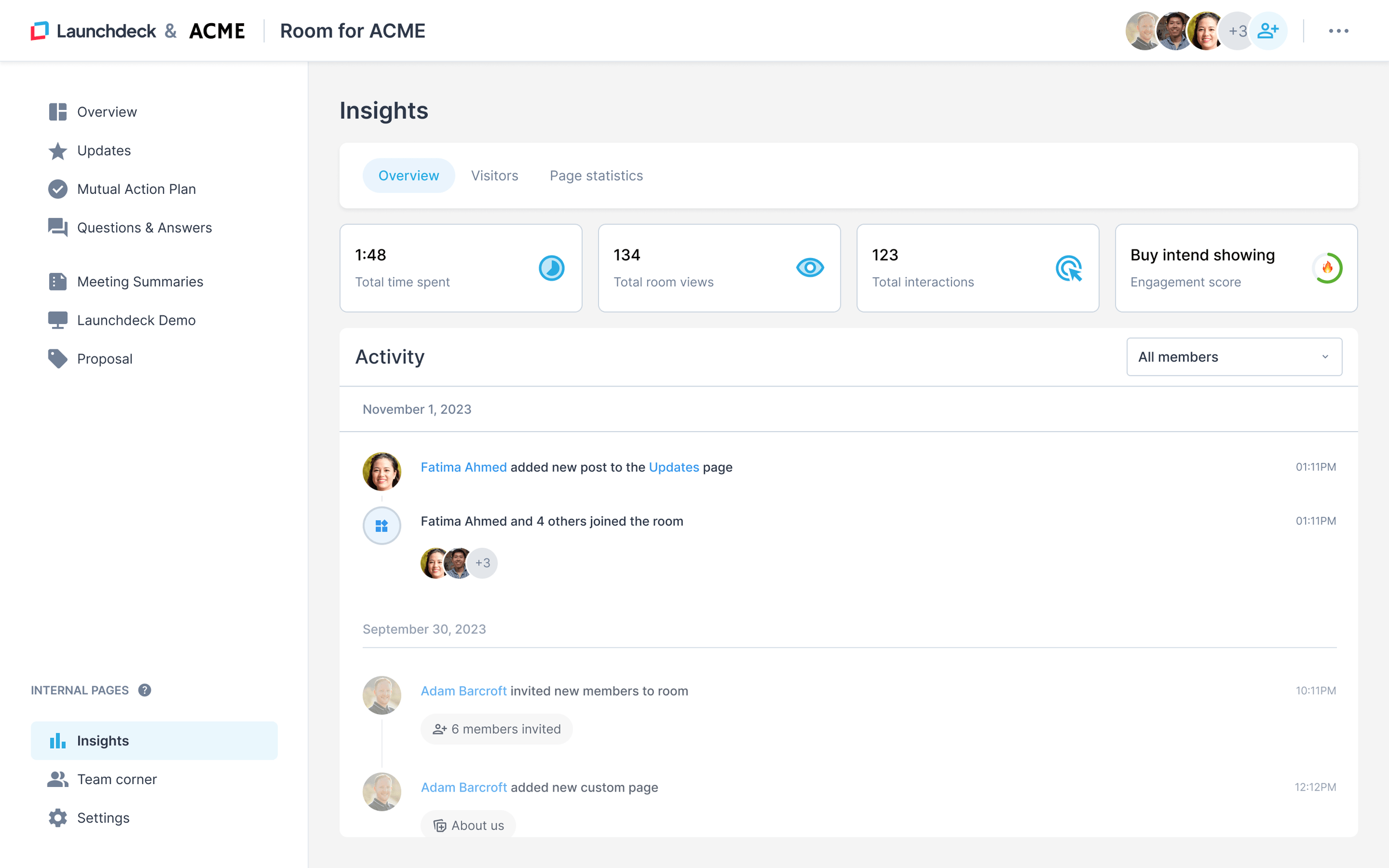 Launchdeck digital sales room for onboarding
